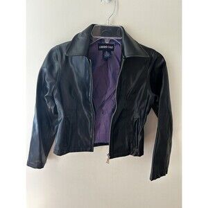 Vtg Y2K Girls Limited Too Pleather Faux Leather Lined Moto Jacket Size XS
